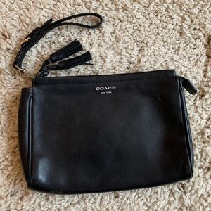 Genuine COACH black leather wristlet